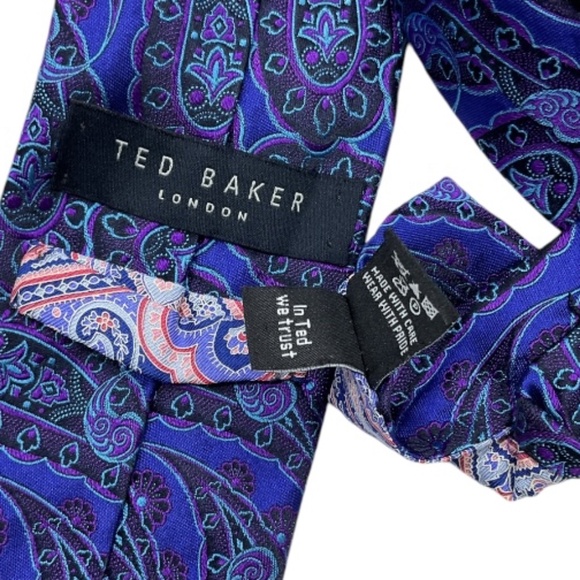 TED BAKER Blue/Purple Paisley Silk DESIGNER Tie - Picture 3 of 5